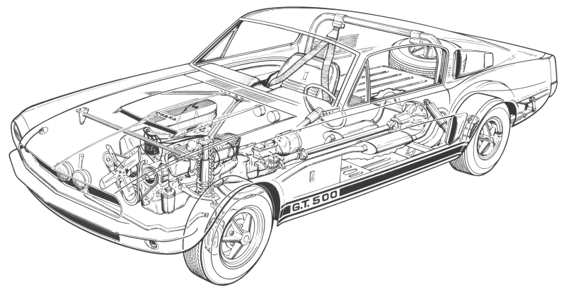 1967 Shelby GT 500 Cut-Away Illustration