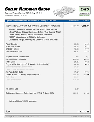 SRG Car Report Page 2 Car Price Calculation