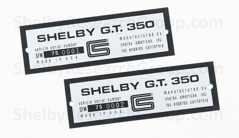 1967 Shelby GT Pre-Production VIN Plate Samples
